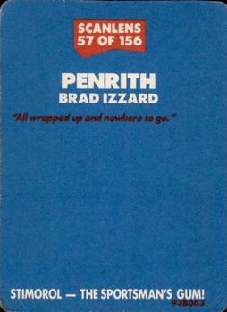 1989 Scanlens #57 Brad Izzard Back